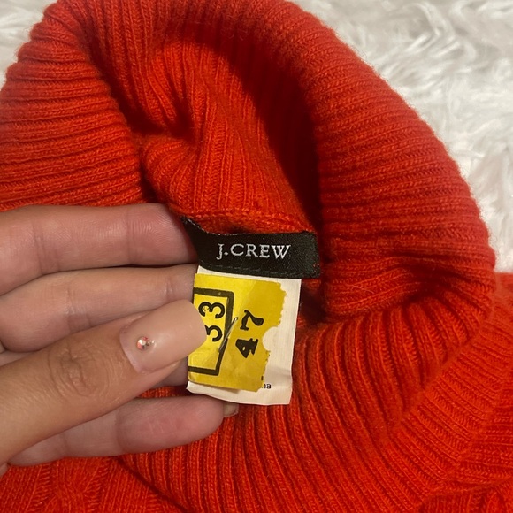 J. Crew Wool Cashmere Blend Red Orange Knit Pullover Turtleneck Sweater Sz Small - Picture 3 of 8
